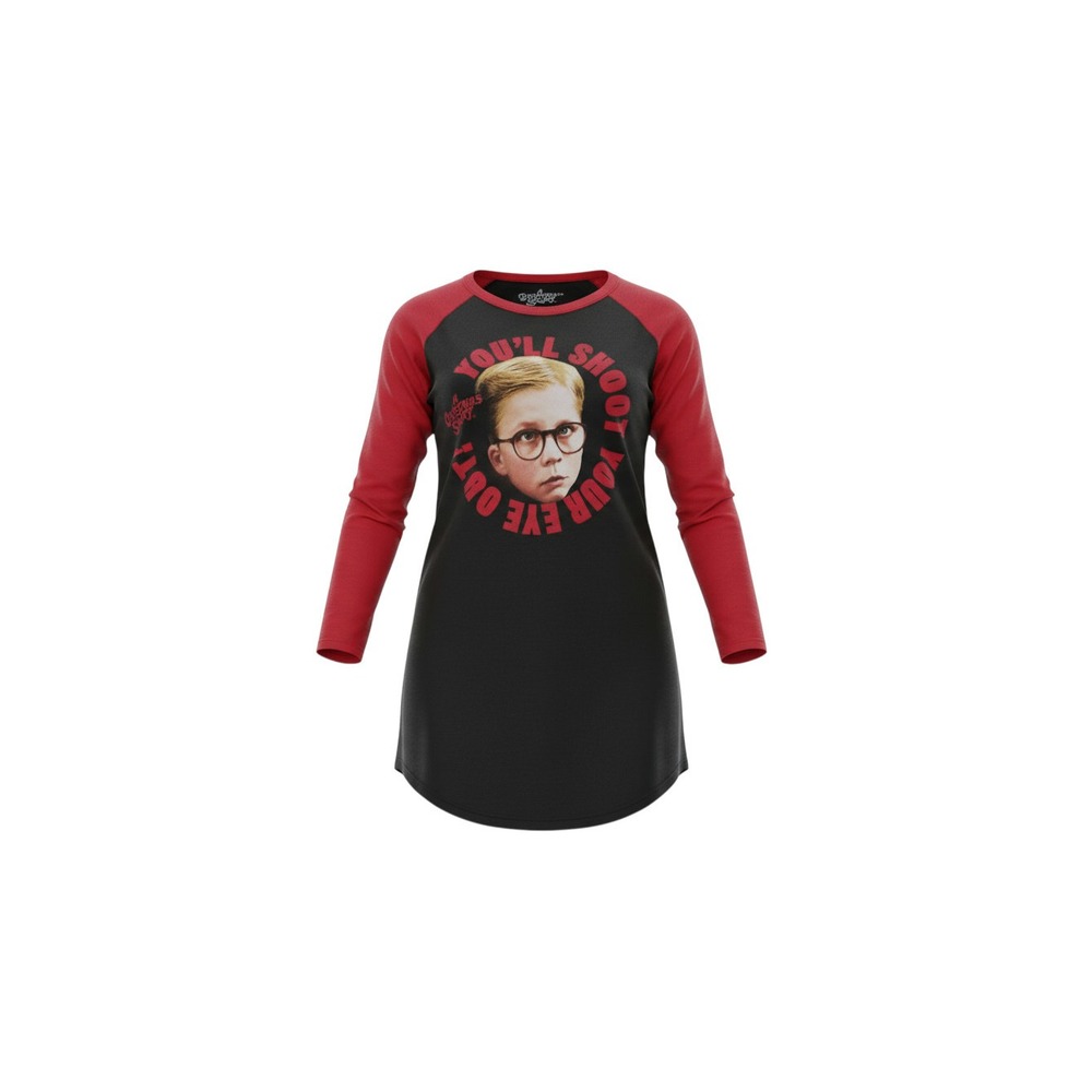 Ripple Junction A Christmas Story Shirt Womens S Black Red Ralphie Raglan Tee